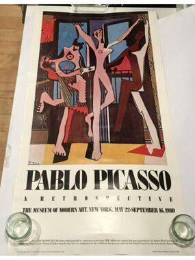 1980 Pablo Picasso Art Exhibition Poster @ Museum Of Modern Art, NY - 19.5 X 37